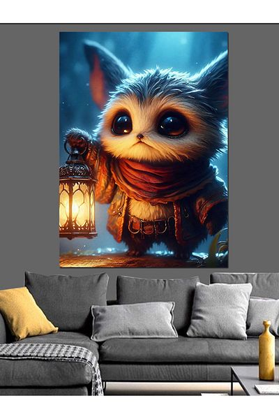 Tablomega Cute Squirrel Decorative Canvas with Gas Lamp - Mdf Wooden Painting