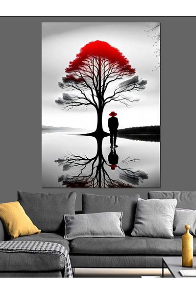 Tablomega Lonely Tree Decorative Canvas - Mdf Wooden Table
