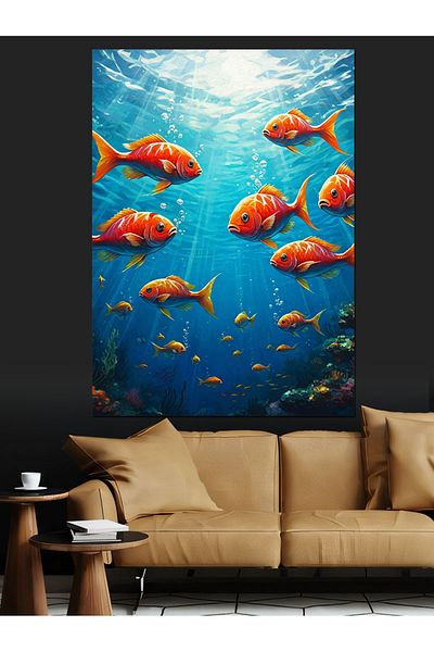 Tablomega Aquarium Fish Decorative Canvas - Mdf Wooden Painting