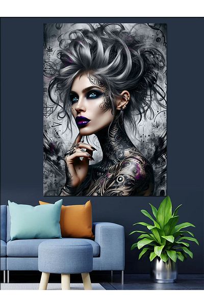 Tablomega Abstract Woman Portrait Decorative Canvas - Mdf Wooden Painting
