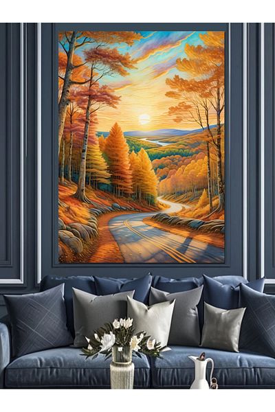 Tablomega Autumn Forest Decorative Canvas - Mdf Wooden Painting