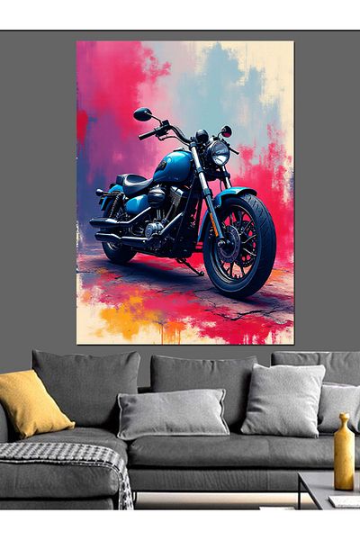 Tablomega Colorful Motorcycle Decorative Canvas - Mdf Wooden Painting