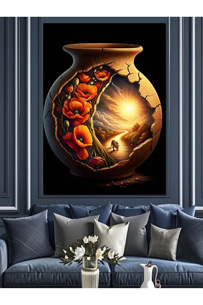 Tablomega Tiger in the Sphere Decorative Canvas - Mdf Wooden Painting