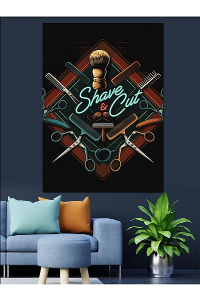 Tablomega Barber Supplies Decorative Canvas - Mdf Wooden Table