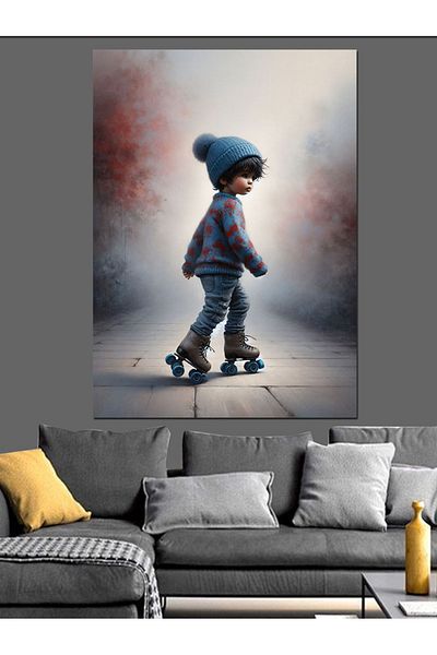 Tablomega Pânză Decorativă Copii Patinator - Lemn MDF