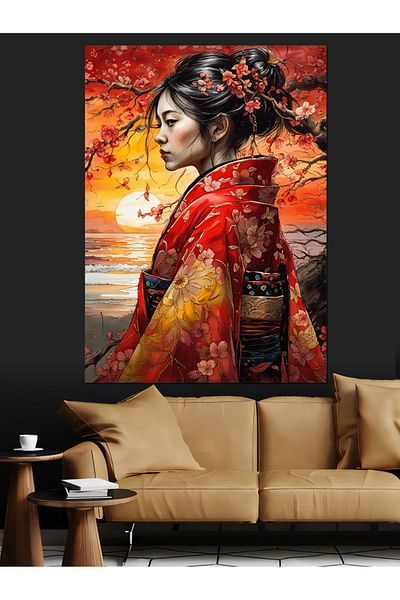 Tablomega Pânză decorativă pentru femei japoneze - Lemn MDF