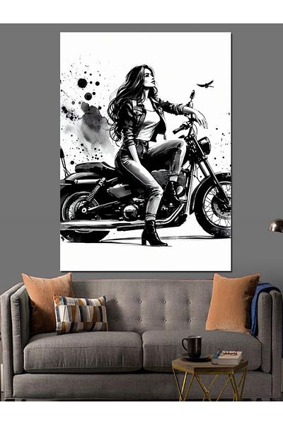 Tablomega Motorized Woman Decorative Canvas - Mdf Wooden Painting