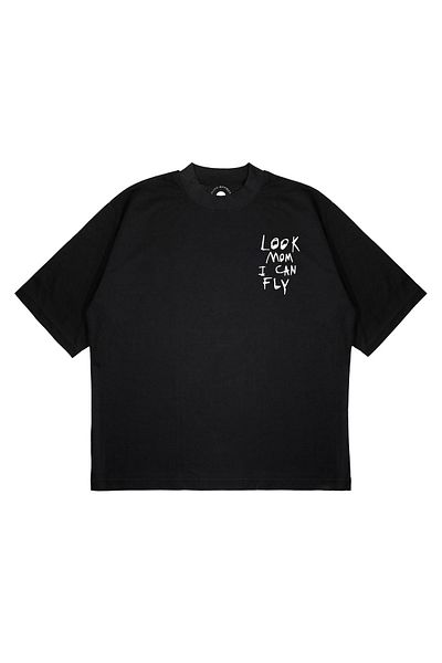 PURE EFFECT Μπλουζάκι Unisex Oversize Look Mom "I Can Fly" Box Fit από χοντρό ύφασμα