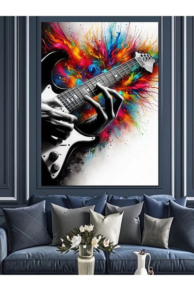 Tablomega Colorful Guitar Decorative Canvas - Mdf Wooden Painting