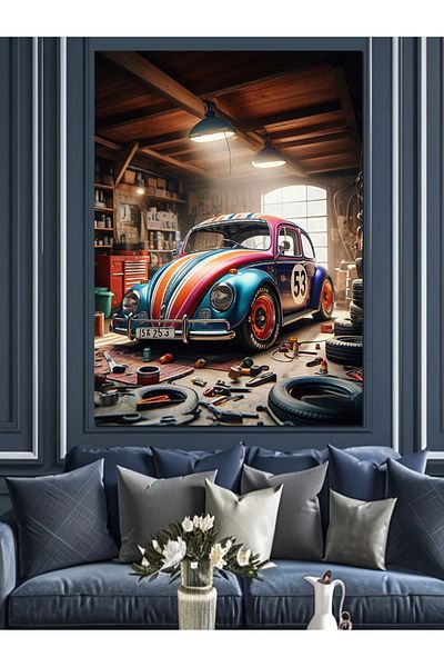Tablomega Repair Shop Vosvos Decorative Canvas - Mdf Wooden Painting