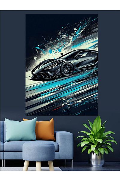Tablomega Futuristic Race Car Decorative Canvas - Mdf Wood Painting