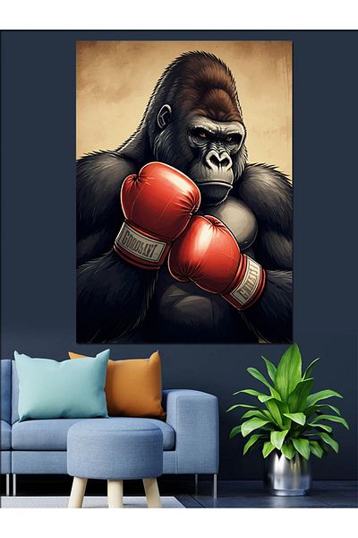 Tablomega Boxer Gorilla Canvas Decorativ - MDF Lemn