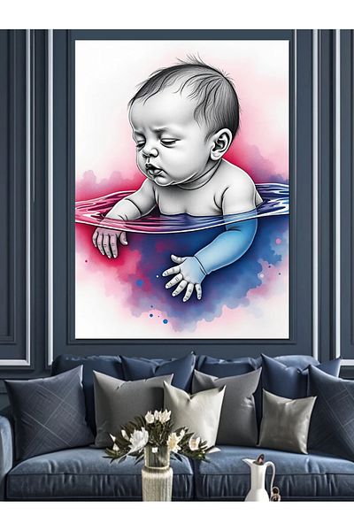 Tablomega Sleeping Baby Decorative Canvas - Mdf Wooden Painting