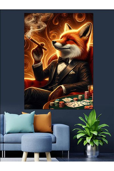 Tablomega Pânză decorativă Fox Smoking - Lemn MDF