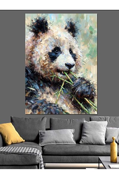 Tablomega Panda care mănâncă bambus Pânză decorativă - Lemn MDF