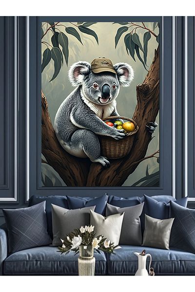 Tablomega Koala Sitting on a Tree Decorative Canvas - Mdf Wooden Painting