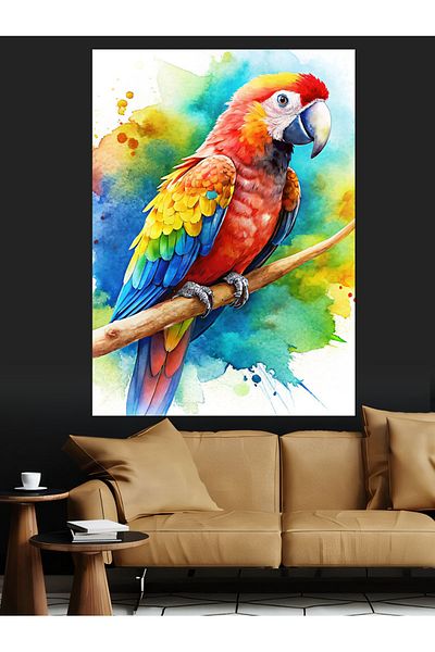 Tablomega Colorful Parrot Decorative Canvas - Mdf Wooden Painting