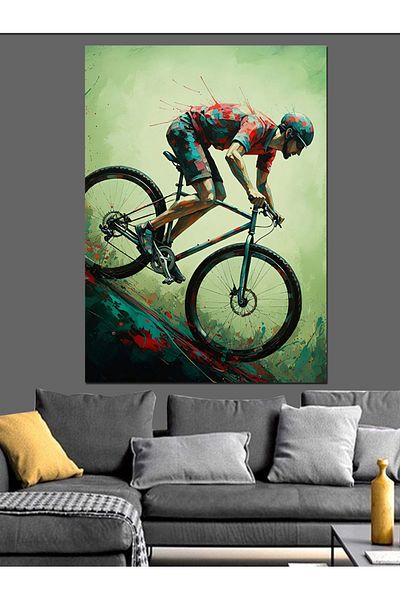 Tablomega Mountain Biker Decorative Canvas - Mdf Wooden Painting