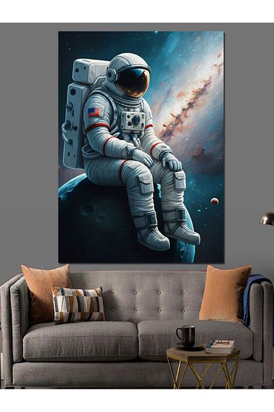 Tablomega Astronaut and Starry Sky Decorative Canvas - Mdf Wooden Painting