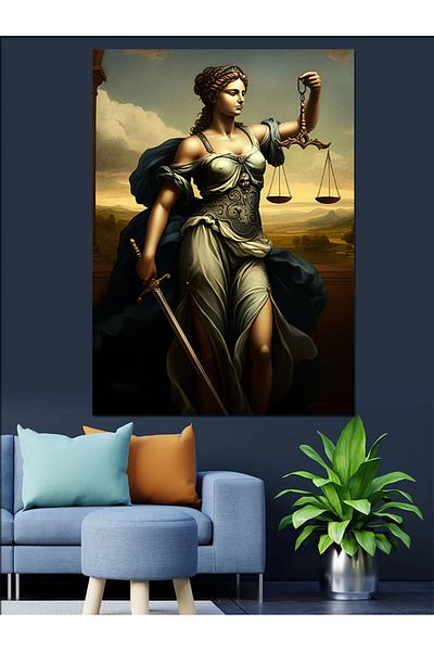 Tablomega Statue of Justice Decorative Canvas - Mdf Wooden Painting