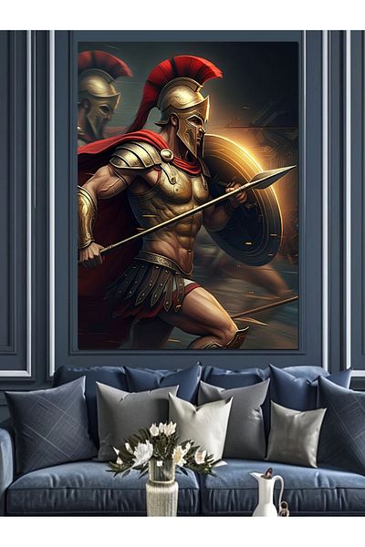 Tablomega Pânză decorativă Gladiator cu scut și sarac - MDF Lemn