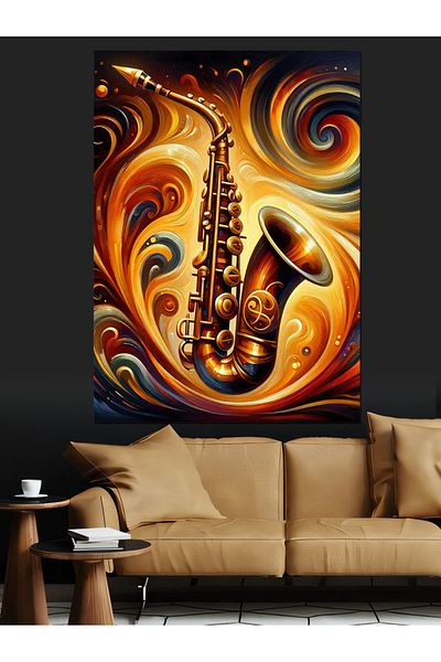 Tablomega Abstract Saxophone Decorative Canvas - Mdf Wooden Painting