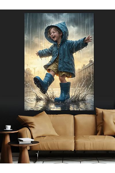 Tablomega Pânză decorativă pentru copii Rainy - Lemn MDF