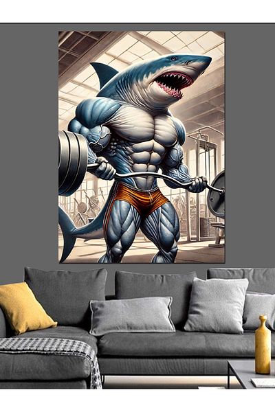 Tablomega Bodybuilding Shark Decorative Canvas - Mdf Wooden Painting