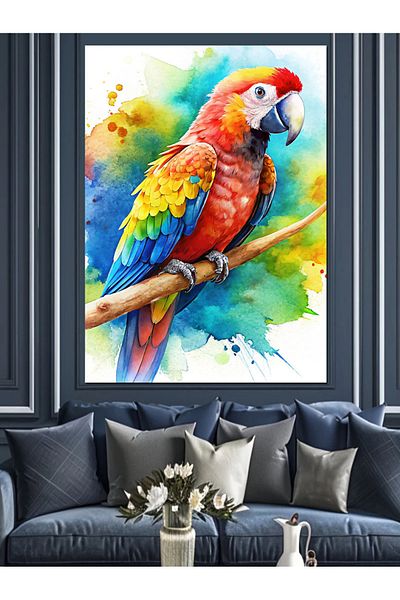 Tablomega Colorful Parrot Decorative Canvas - Mdf Wooden Painting