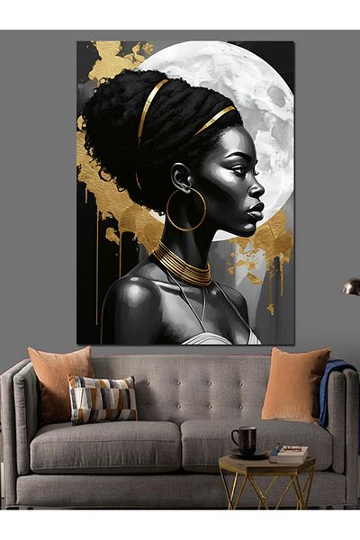 Tablomega African Woman Decorative Canvas - Mdf Wood Painting