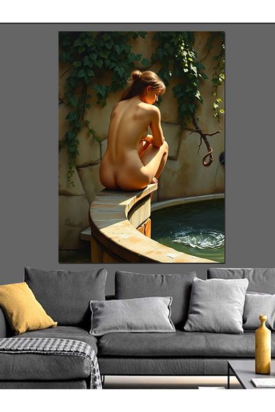 Tablomega Woman at the Edge of Water Decorative Canvas - Mdf Wooden Painting