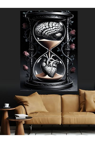 Tablomega Hourglass Decorative Canvas - Mdf Wooden Table
