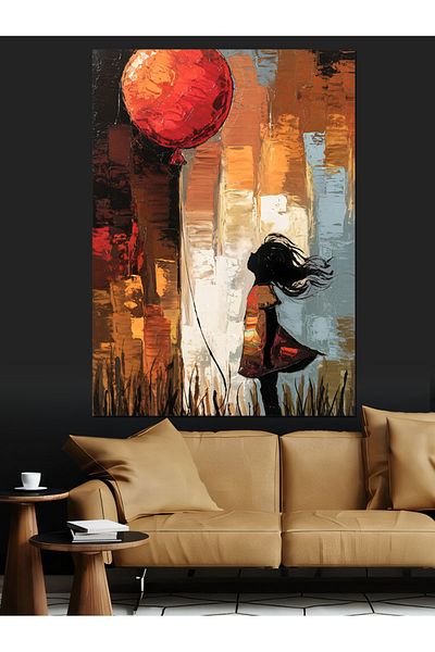 Tablomega Moon and Balloon Decorative Canvas - Mdf Wooden Painting