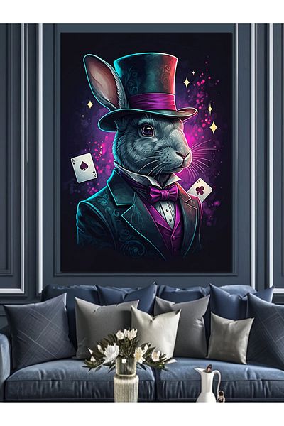 Tablomega Magician Rabbit Decorative Canvas - Mdf Wooden Painting