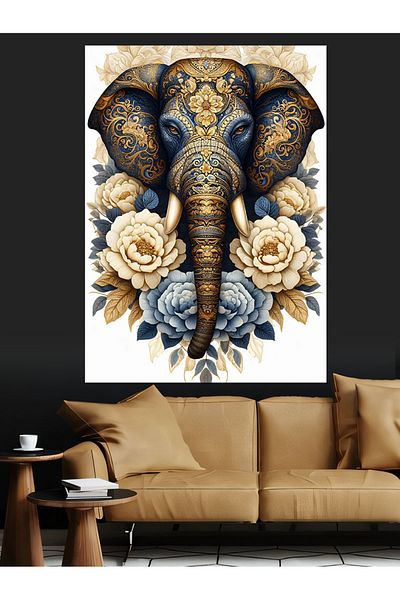 Tablomega Colorful Elephant Decorative Canvas - Mdf Wooden Table