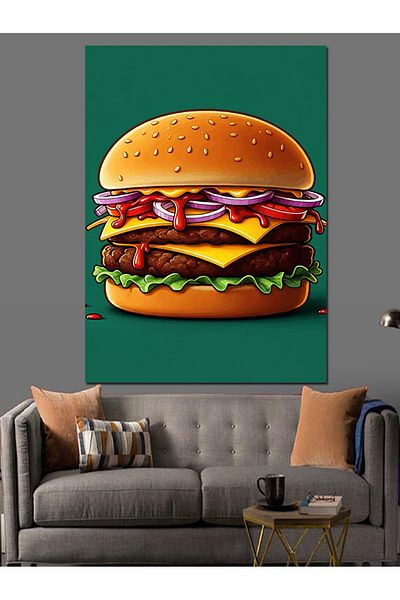 Tablomega Giant Hamburger Decorative Canvas - Mdf Wood Art Print