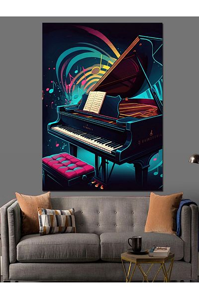 Tablomega Colorful Piano Performance Decorative Canvas - Mdf Wooden Painting
