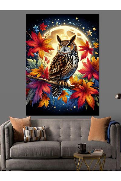Tablomega Owl Decorative Canvas in Autumn - Mdf Wooden Painting