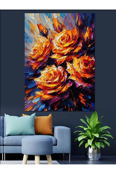 Tablomega Colorful Roses Decorative Canvas - Mdf Wooden Table