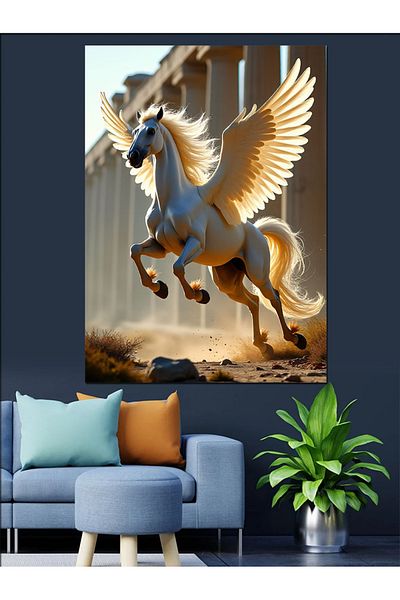Tablomega White Winged Horse Decorative Canvas - Mdf Wooden Painting