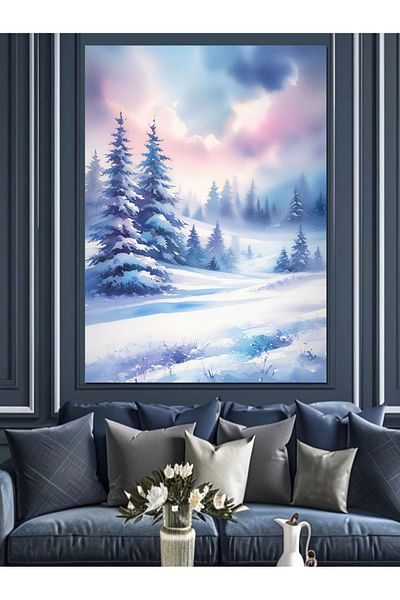 Tablomega Pânză decorativă Forestă Zăpadă - Lemn MDF