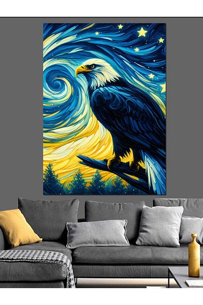 Tablomega Starry Night Eagle Decorative Canvas - Mdf Wooden Painting