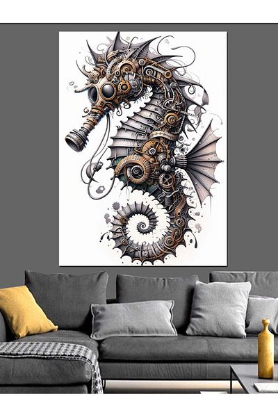 Tablomega Steampunk Seahorse Decorative Canvas - Mdf Wooden Painting