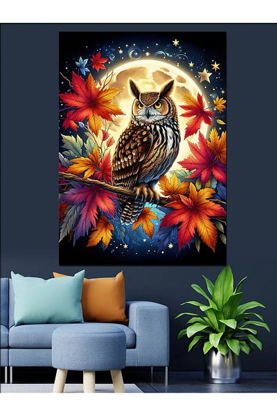 Tablomega Owl Decorative Canvas in Autumn - Mdf Wooden Painting