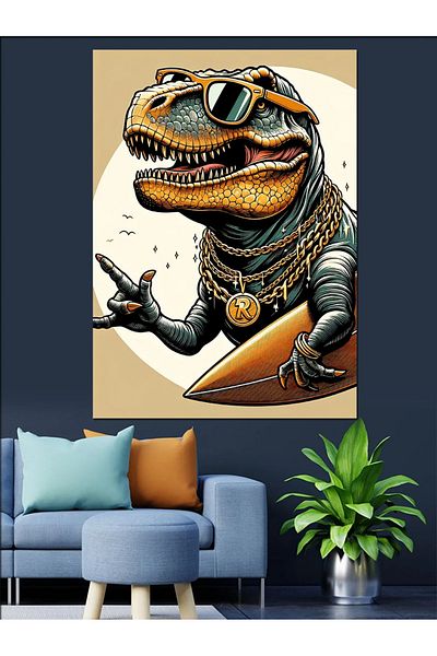 Tablomega Pânză decorativă Rapper Dinozaur - Lemn MDF