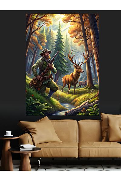 Tablomega Διακοσμητικός καμβάς Hunter in the Forest - Ξύλινος πίνακας MDF