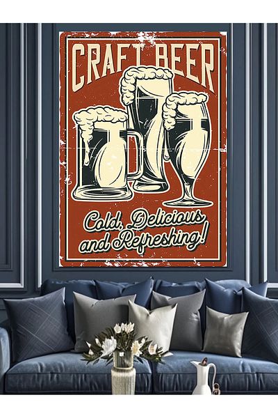 Tablomega Poster de bere artizanală Pânză decorativă - Pictură din lemn MDF