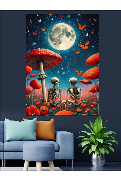 Tablomega Mushroom Forest Decorative Canvas - Mdf Wooden Painting