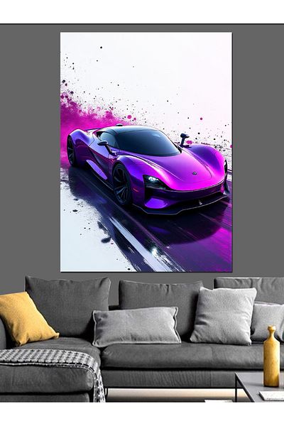 Tablomega Purple Sports Car Decorative Canvas - Mdf Wooden Painting
