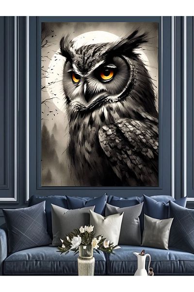 Tablomega Owl Portrait Decorative Canvas - Mdf Wooden Painting